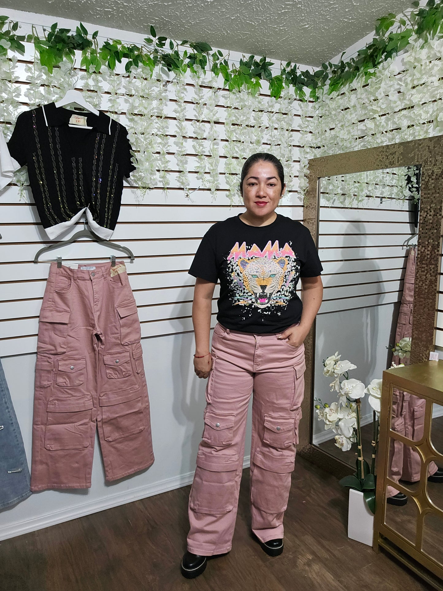 Rosalyn cargo Stretching Mauve Pink Denim jeans #20