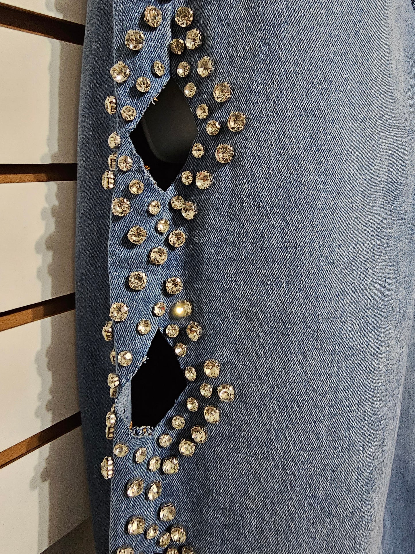 Sarai Denim Rhinestone Jeans open side #B