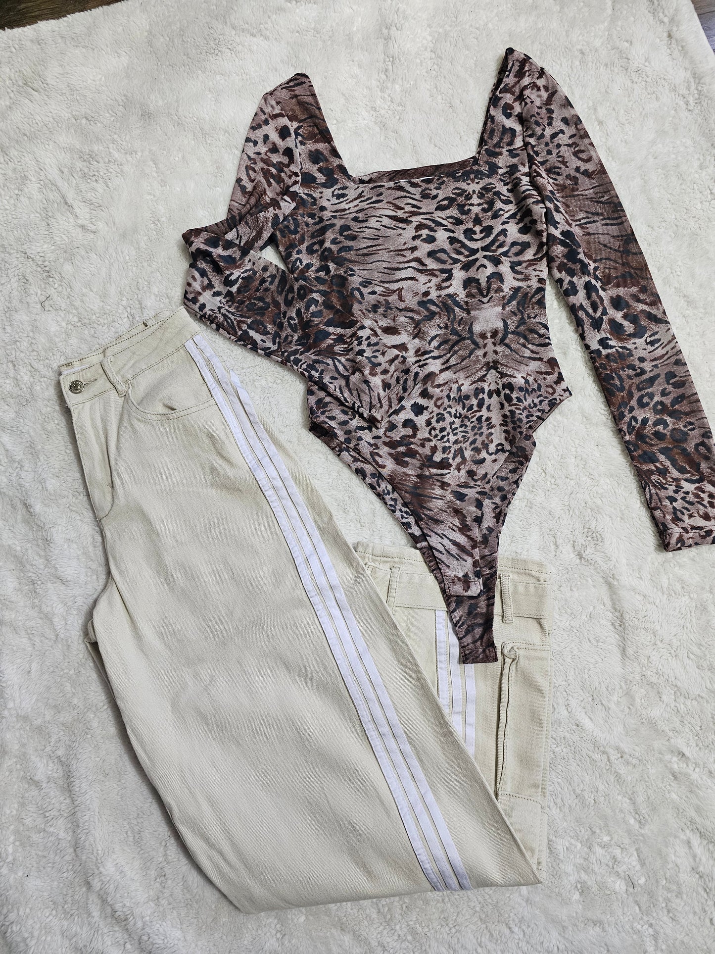 Danna Denim Cargo jeans Beige Stretching #20