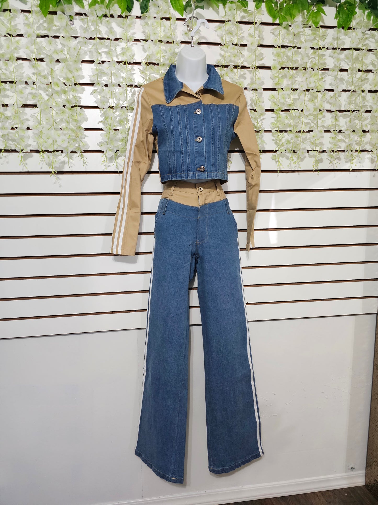Ashley Set Denim contrasted beige #