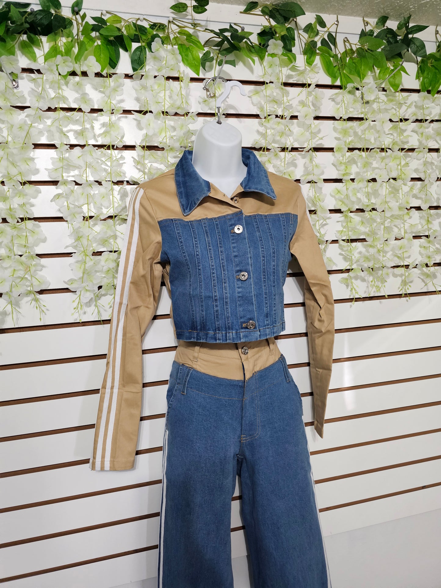 Ashley Set Denim contrasted beige #