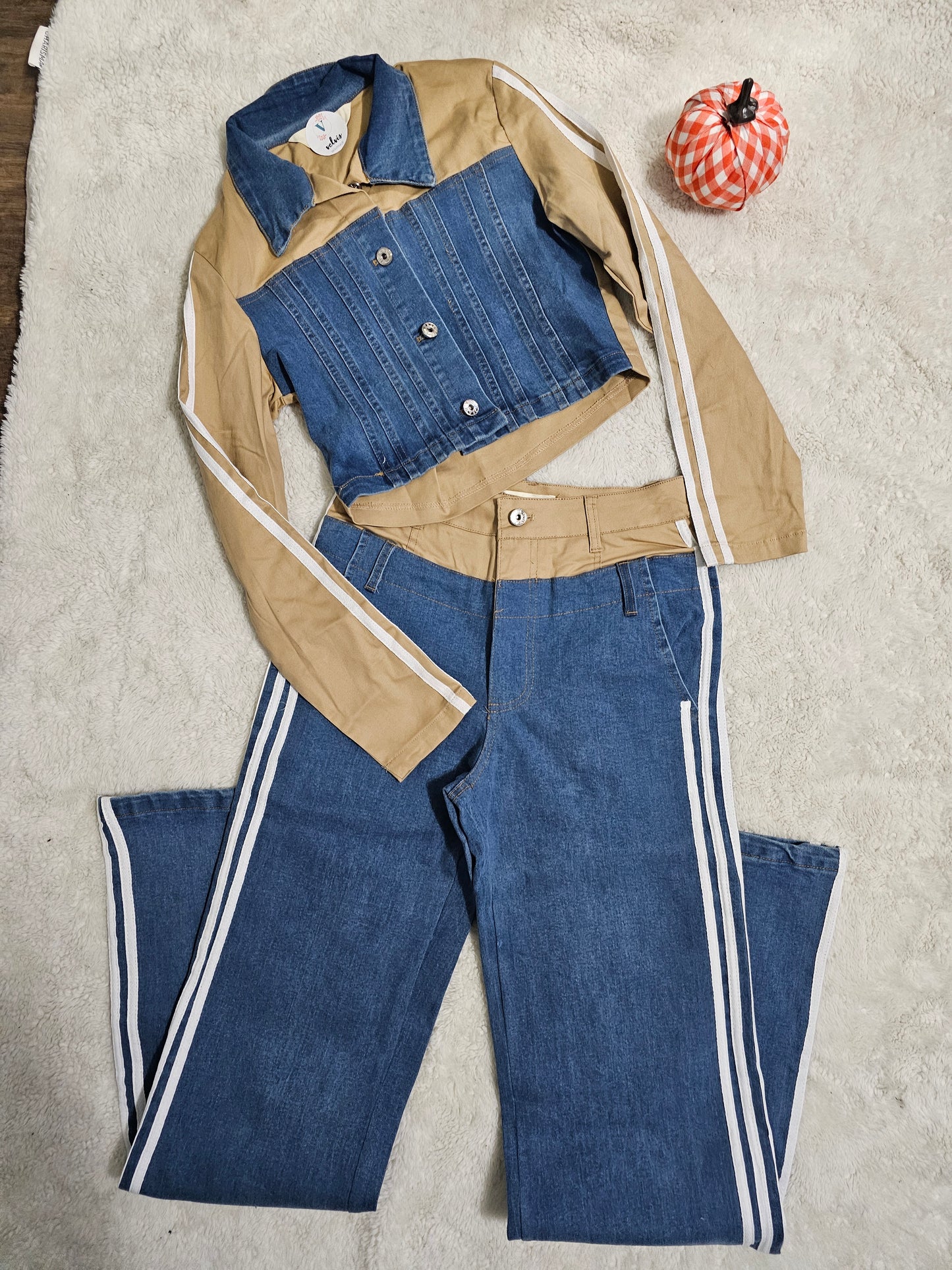 Ashley Set Denim contrasted beige #