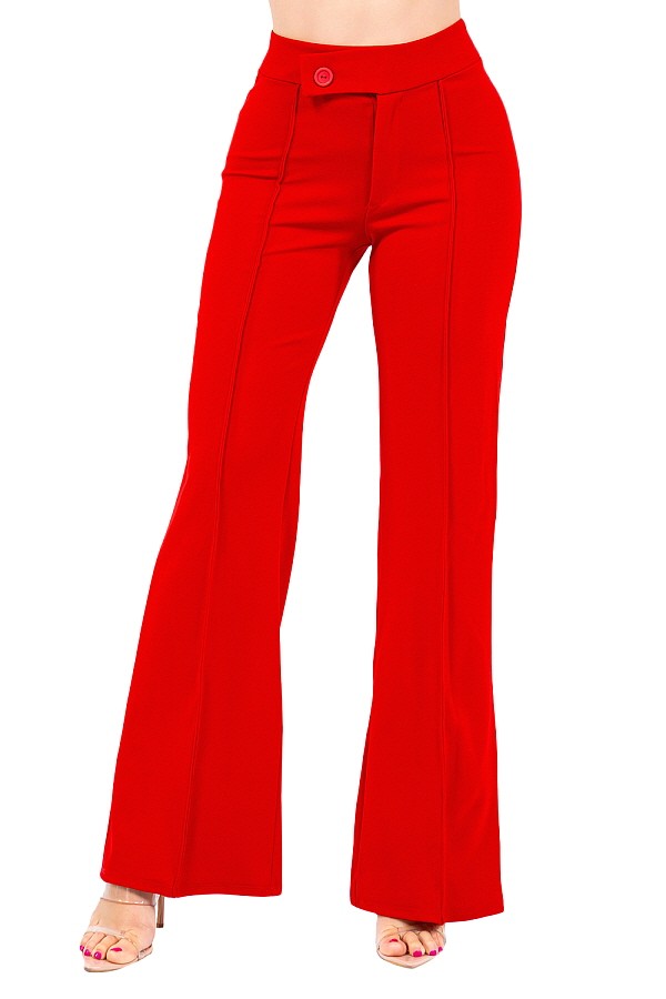 KASSY ASYMMETRIC RED WRAP WAIST PANTS #B