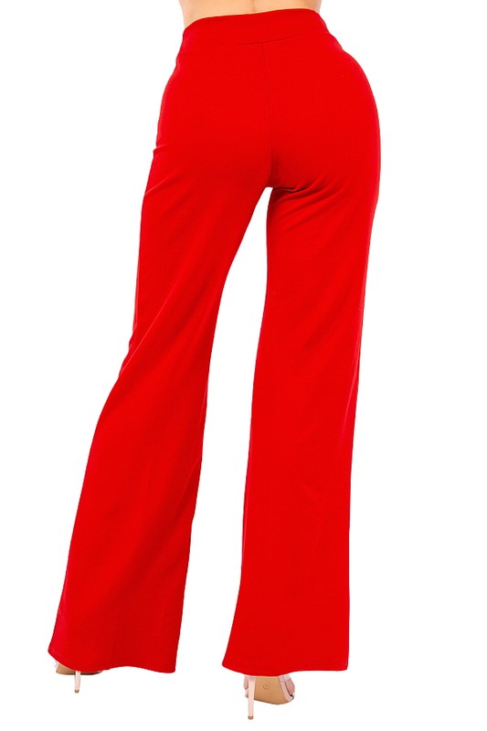 KASSY ASYMMETRIC RED WRAP WAIST PANTS #B