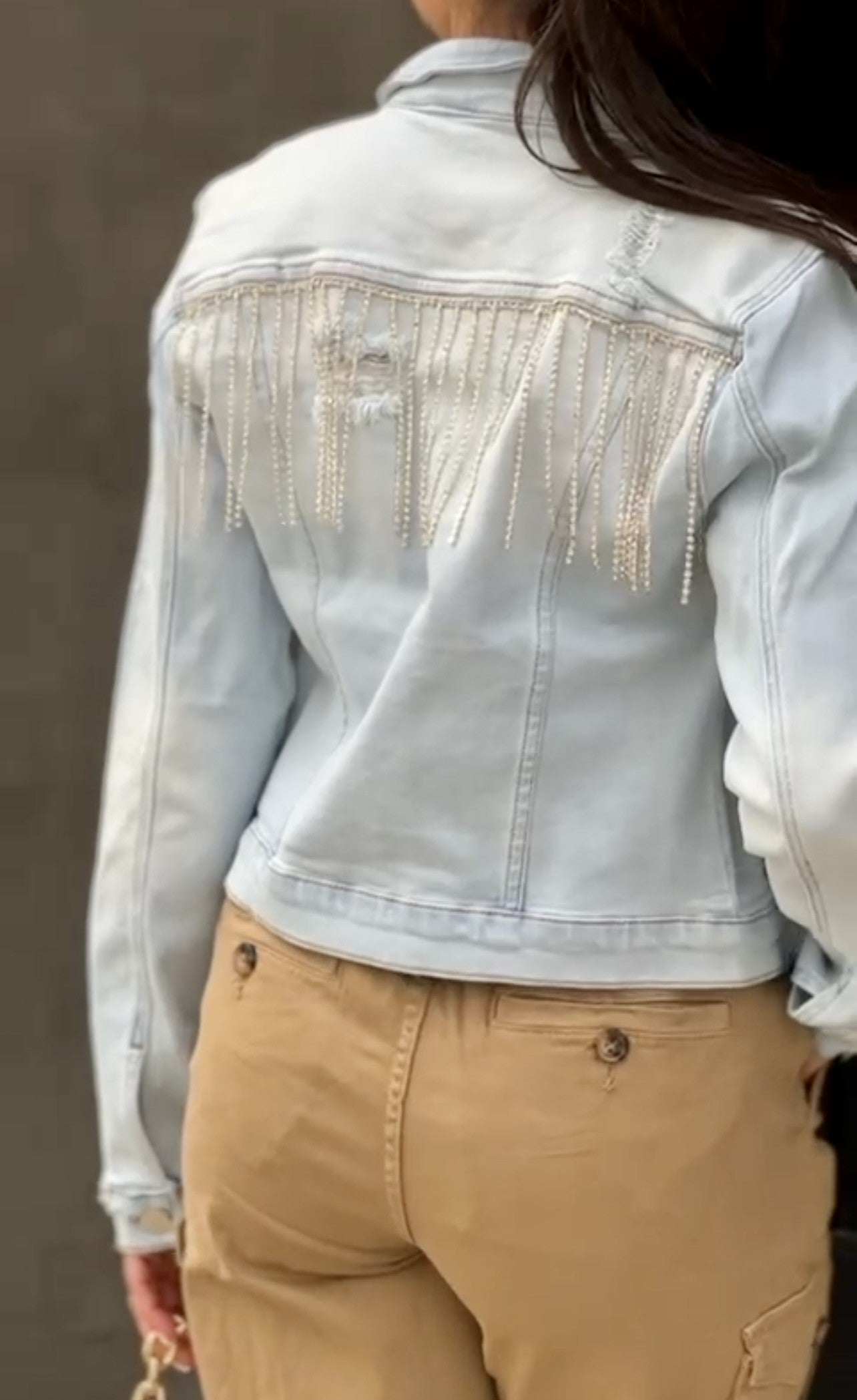 Denim Jacket with Jewel Accents #A