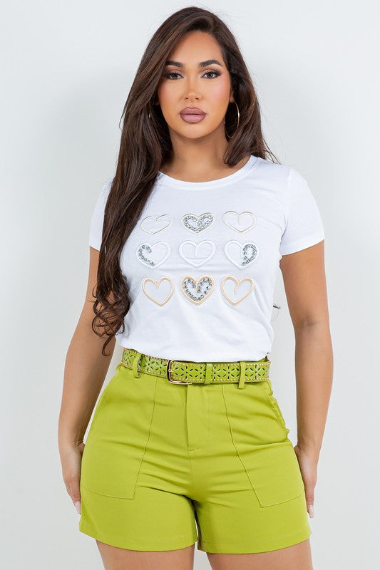 High Waist Green shorts with belt #22