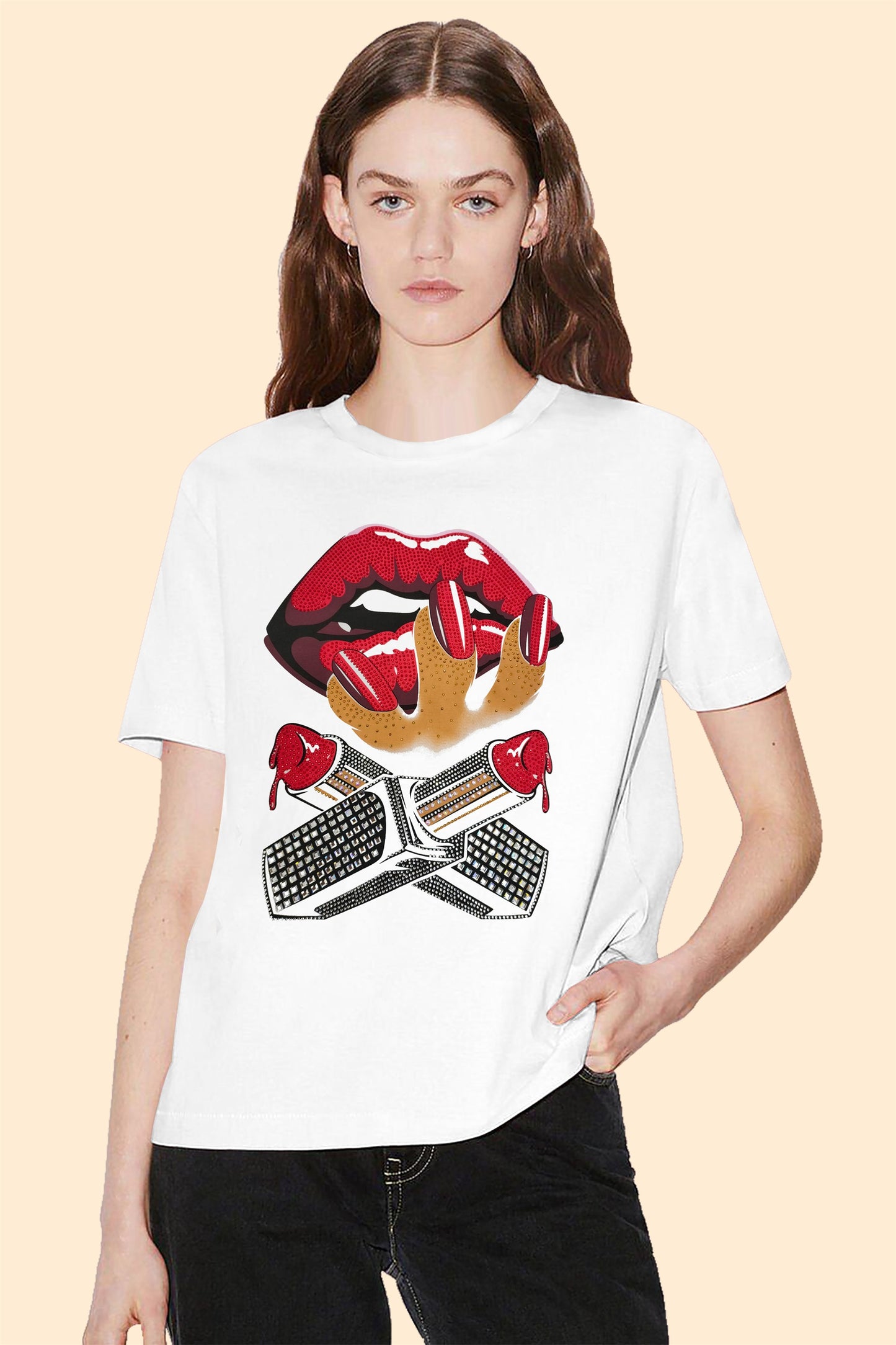RED LIPSTICK PAIR TSHIRT #C