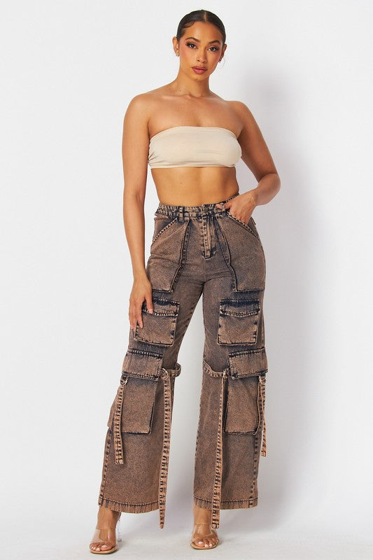 Valentina Cargo Pants Grunge Wash Denim Jean #26