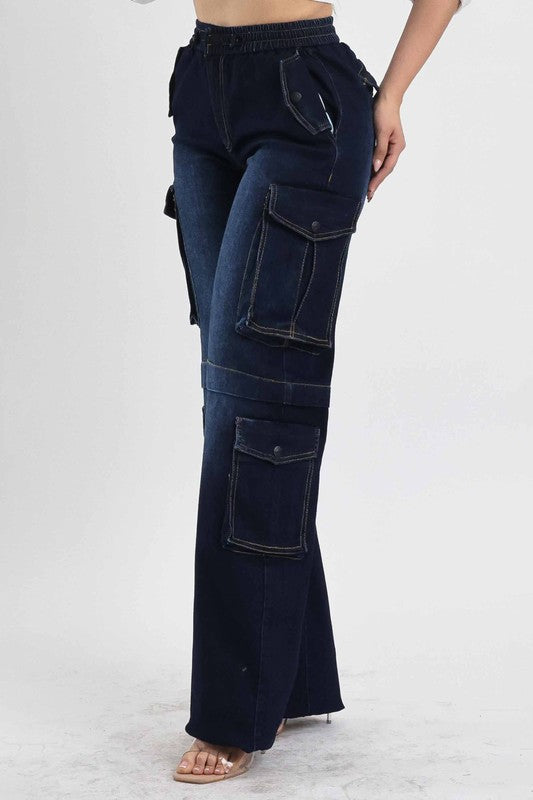 Nataly Blue Cargo Denim Jeans #B
