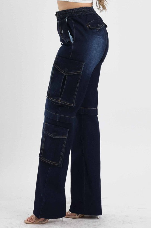 Nataly Blue Cargo Denim Jeans #B