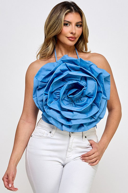 Florencia Big Flower Halter Top stretch #T