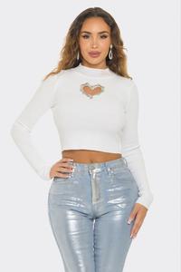 SEXY DAIMOND HEART BLOUSE TOP LONG-SLEVEE #36