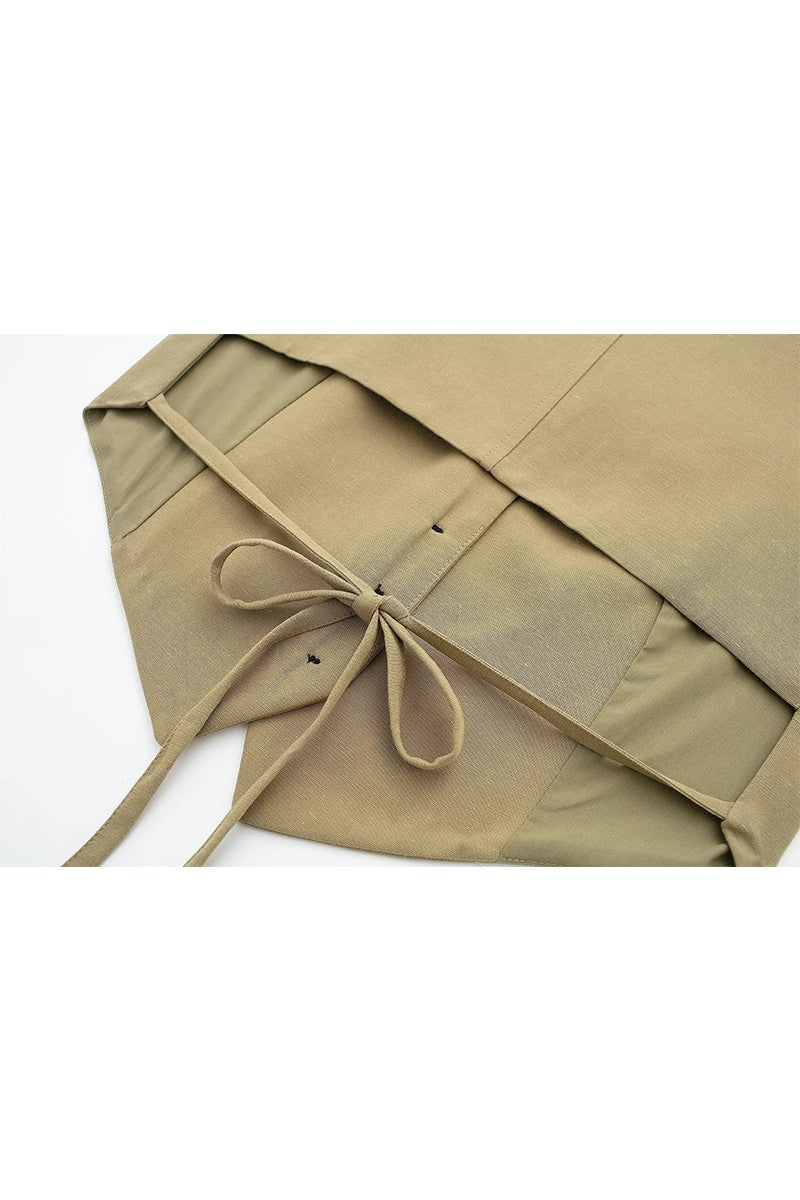 Vest olive Lapel Button Vest #29