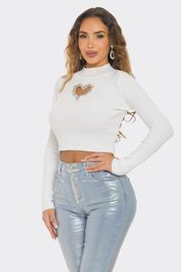 SEXY DAIMOND HEART BLOUSE TOP LONG-SLEVEE #36