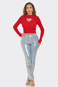 SEXY DAIMOND HEART BLOUSE TOP LONG-SLEVEE #36
