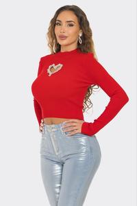 SEXY DAIMOND HEART BLOUSE TOP LONG-SLEVEE #36