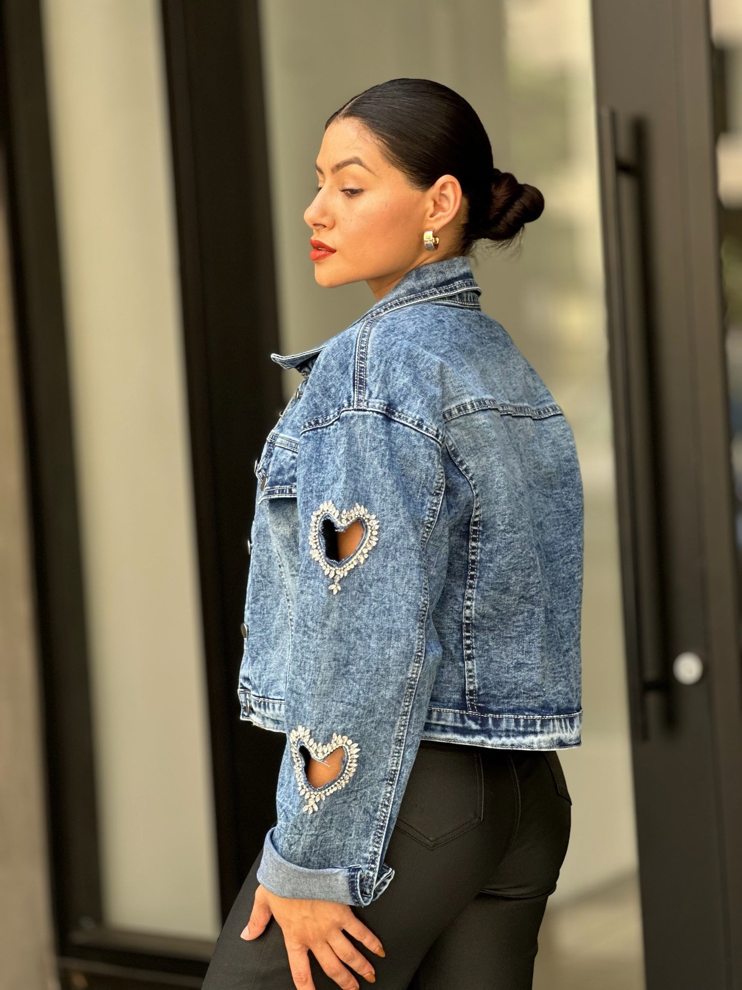 Blue hearts Denim jacket #T