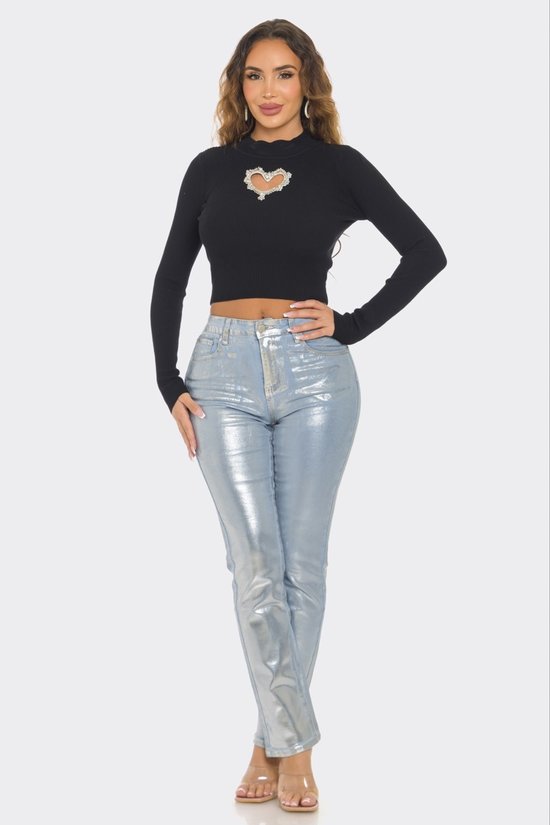 SEXY DAIMOND HEART BLOUSE TOP LONG-SLEVEE #36