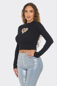 SEXY DAIMOND HEART BLOUSE TOP LONG-SLEVEE #36