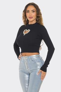 SEXY DAIMOND HEART BLOUSE TOP LONG-SLEVEE #36