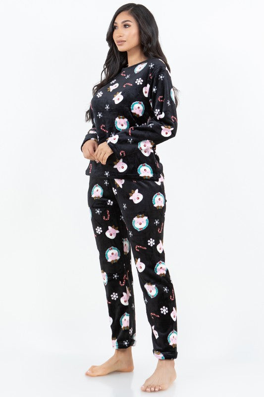 Happy 2-PIECE PRINT BRUSHED PAJAMA SET #40