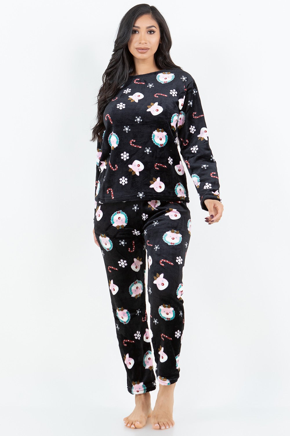 Happy 2-PIECE PRINT BRUSHED PAJAMA SET #40