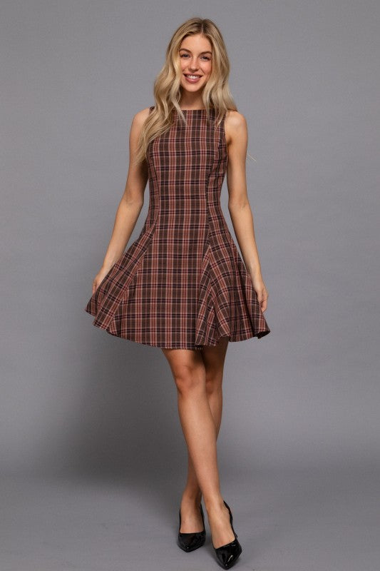 Barbara Swing Plaid Woven Mini Dress