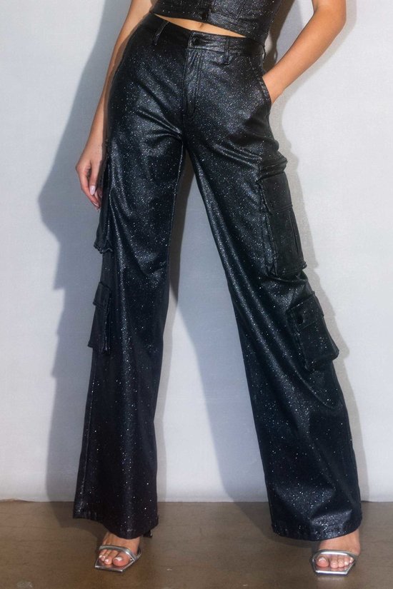 Metallic Cargo Wide Jeans #37
