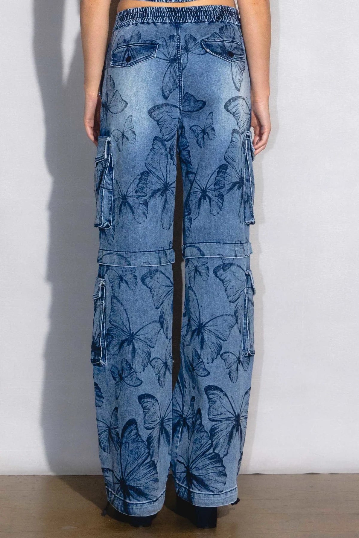 Butterfly Printed Baggy Cargo Mariposa SMALL#D2