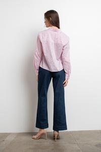 Rita Rhinestone shirt LIGHT PINK STRIPED Woman Blouse #T