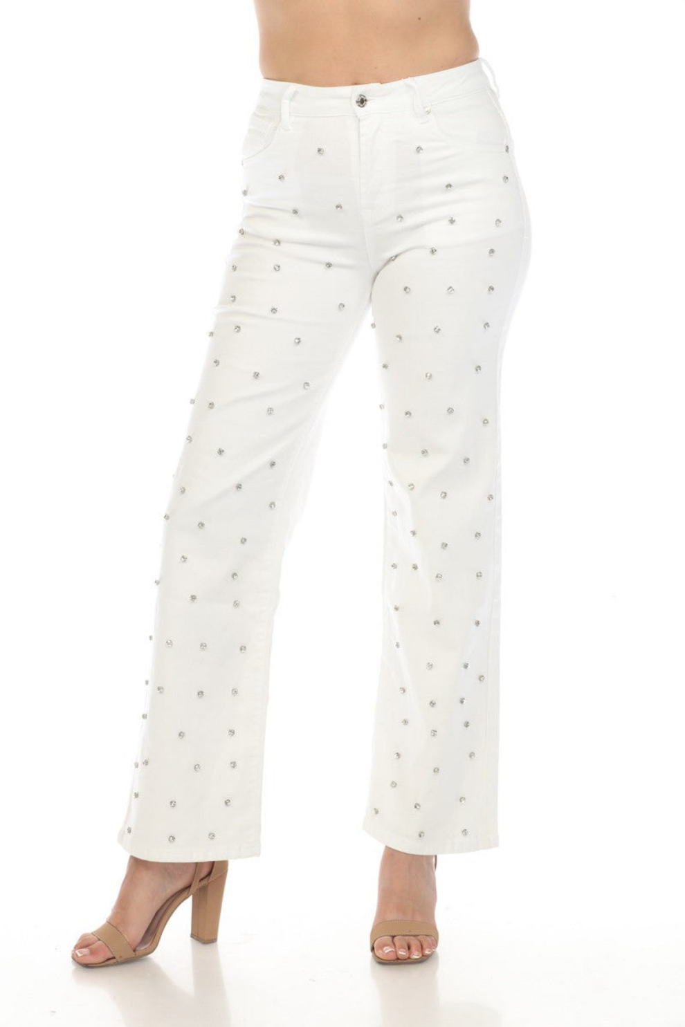 Esme Rhinestone Embellished Flare Jeans #B