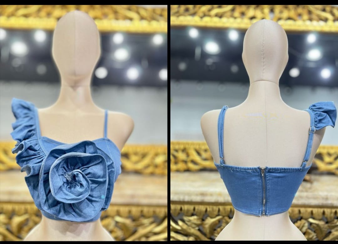 Denim Top Flower #D1