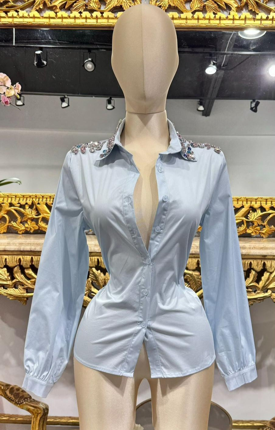 Cielo Blouse long sleeve blue #A