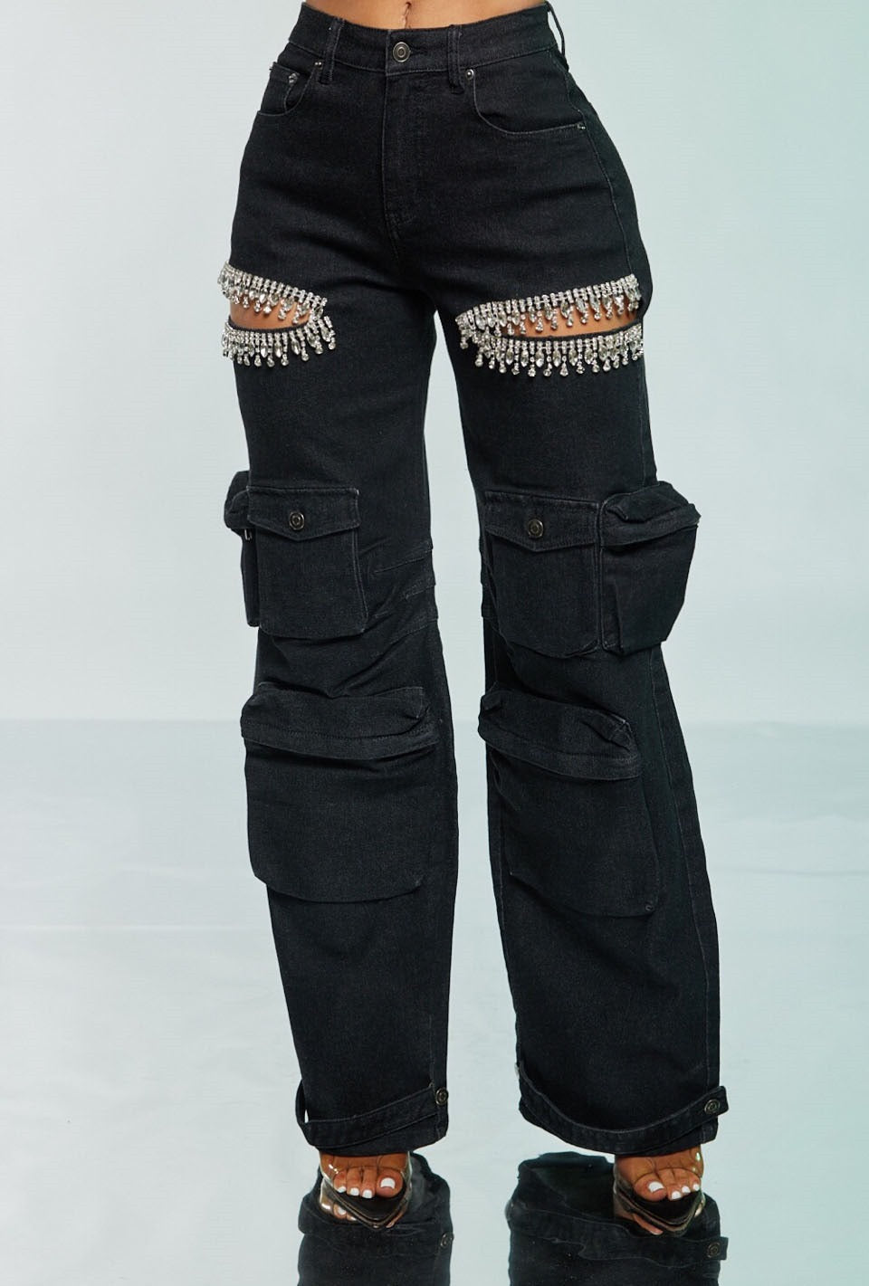 Luna cargo rhinestone jeans #37