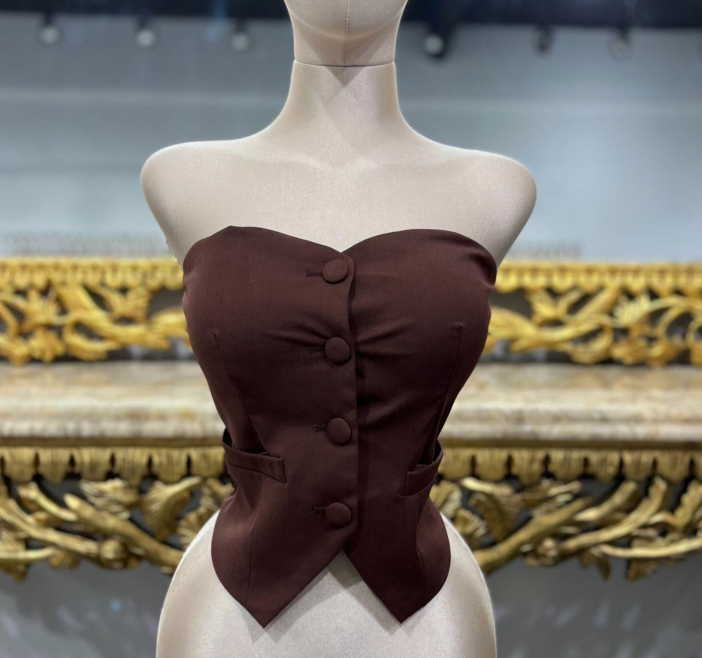 Chocolate vest blouse top #29