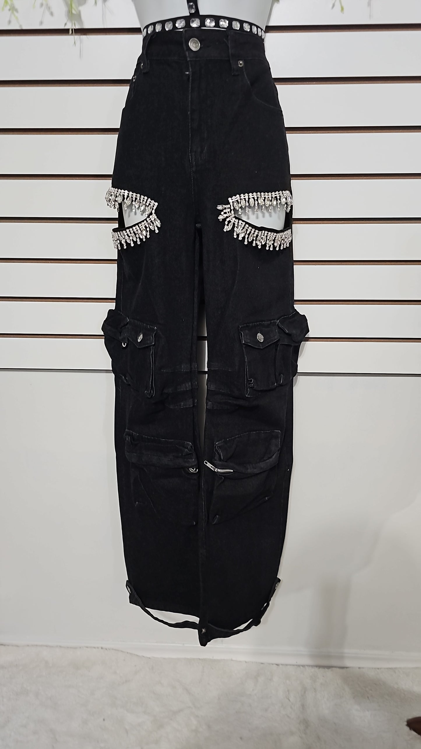 Luna cargo rhinestone jeans #37