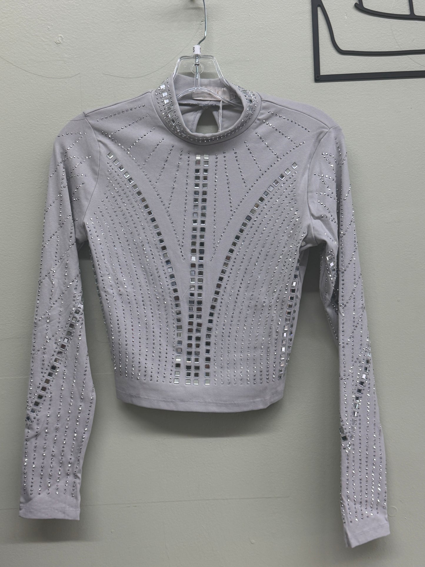 Silver Long sleeve with rhinestone