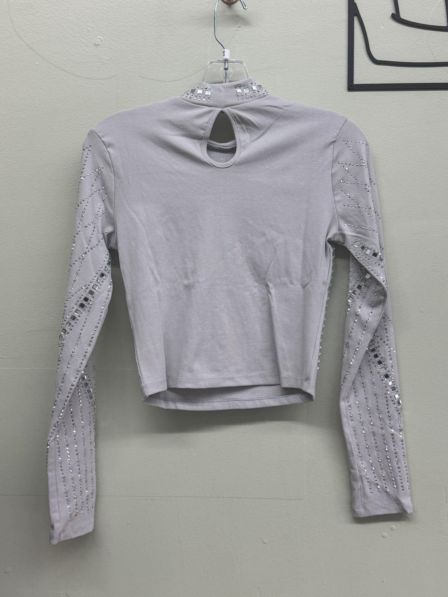 Silver Long sleeve with rhinestone