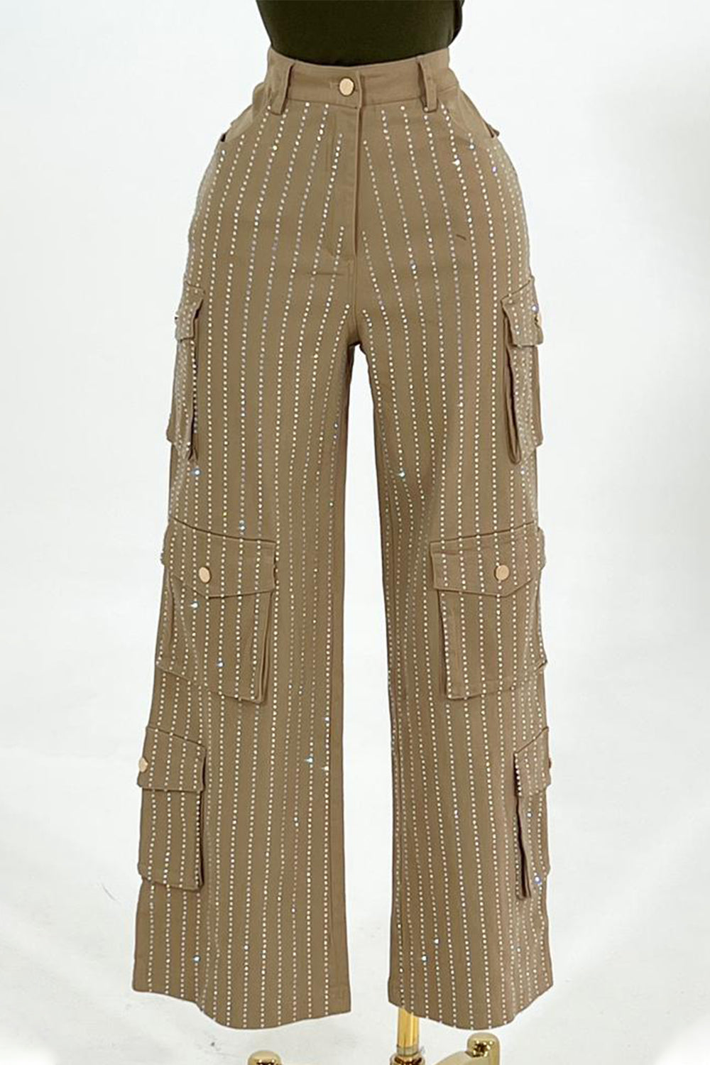 CAFE CARGO LADIES JEAN BEIGE RHINESTONE #D1