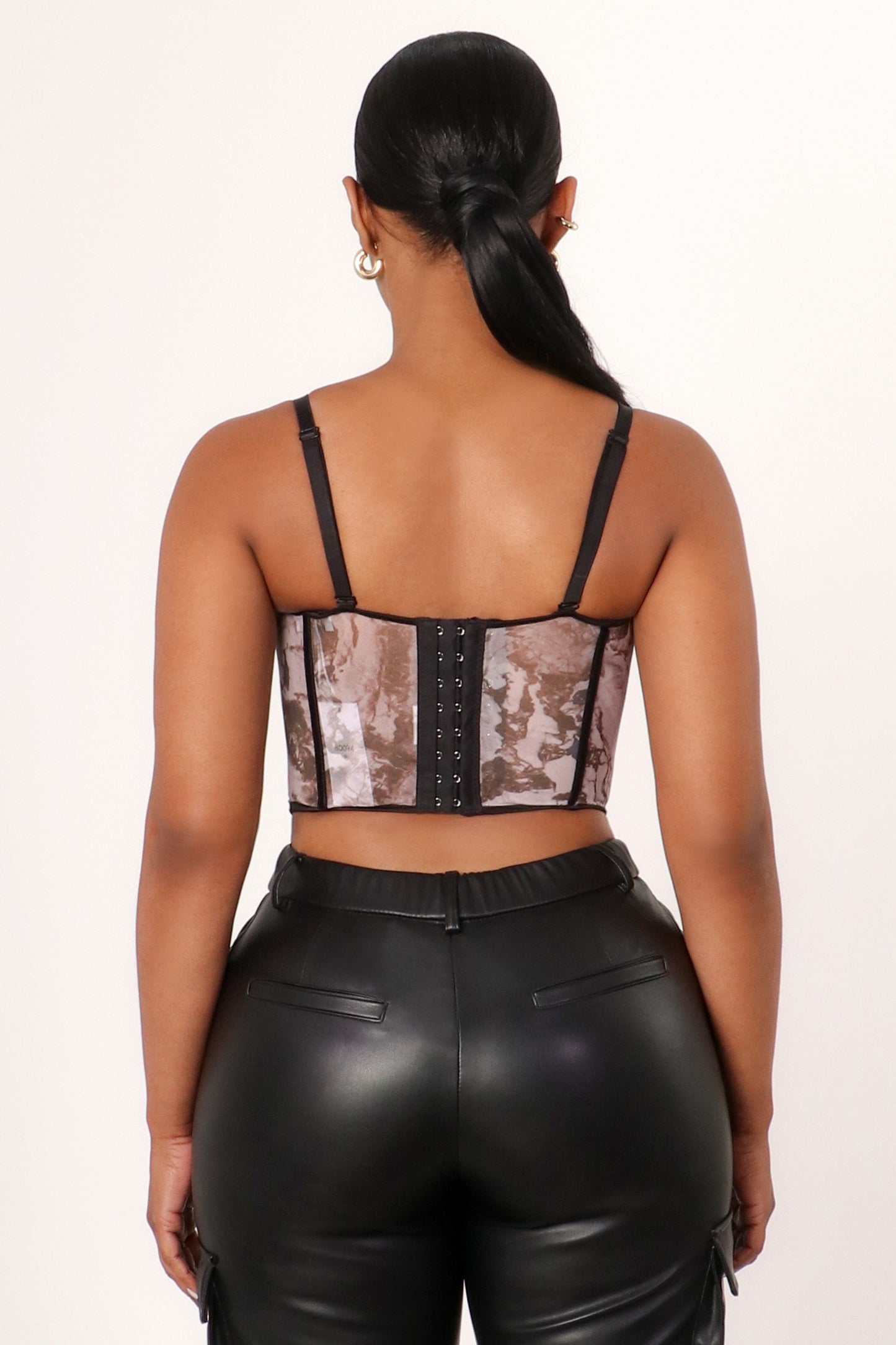 Marble Pattern Bustier Spaghetti Strap Corset Top