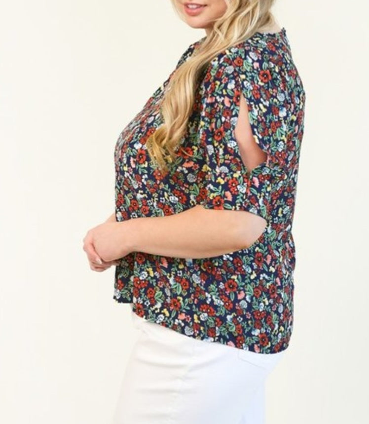 Plus Flower puff sleeve Blouse #2