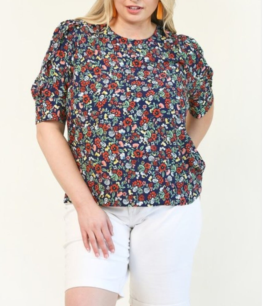 Plus Flower puff sleeve Blouse #2