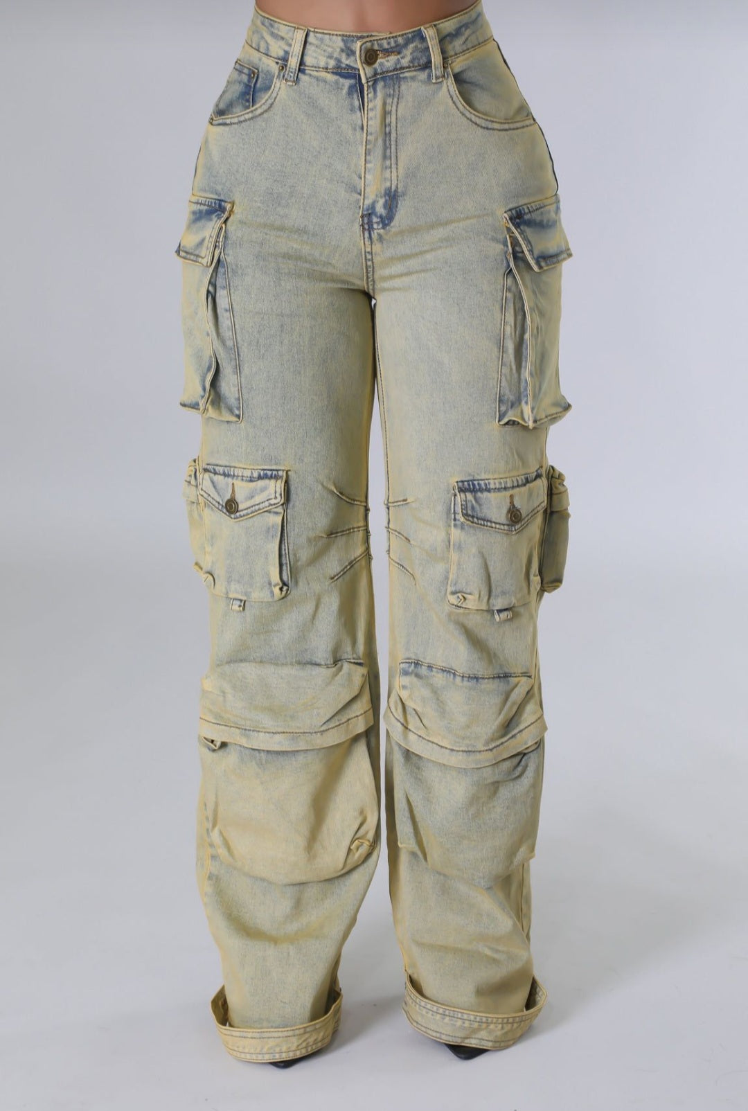 Karlotta Cargo Olivo Green Denim Jeans #18