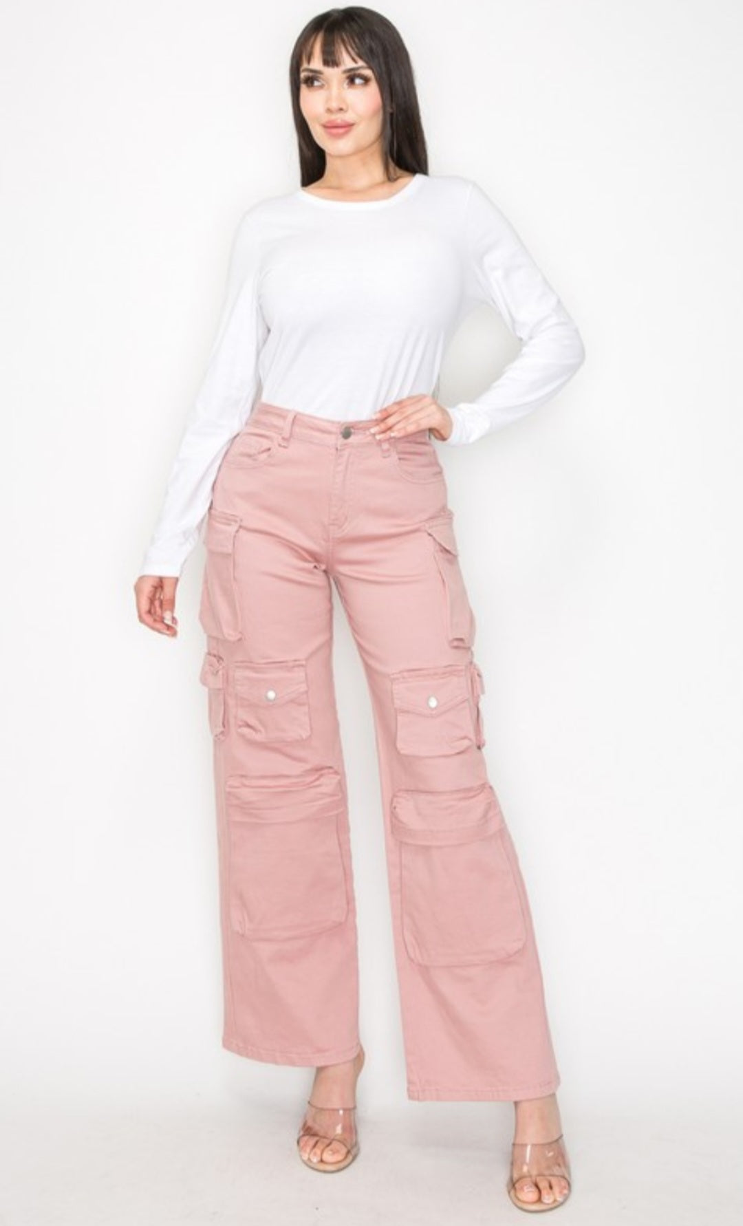 Rosalyn cargo Stretching Mauve Pink Denim jeans #20