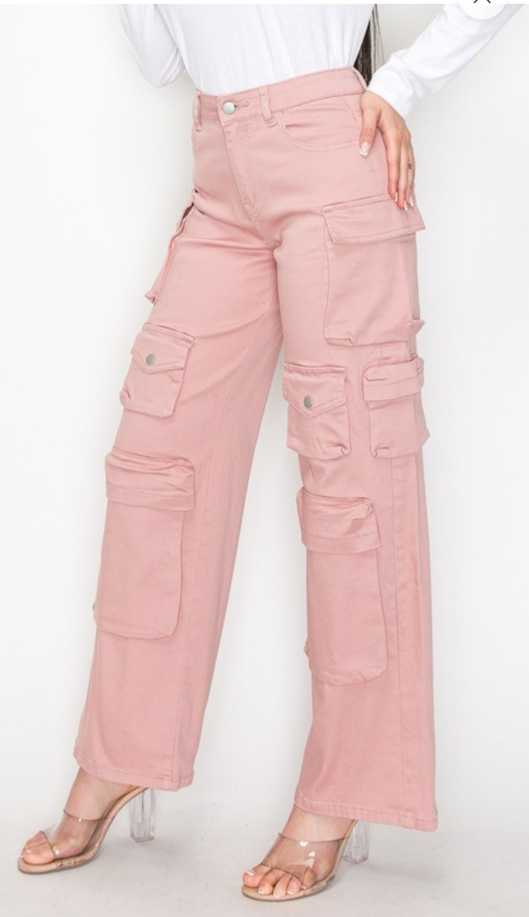 Rosalyn cargo Stretching Mauve Pink Denim jeans #20