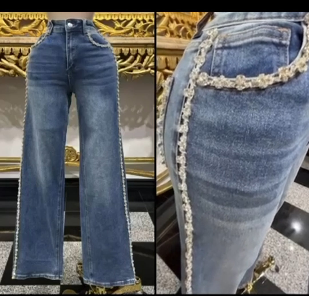 Kenya Rhinestone Denim Jeans #B