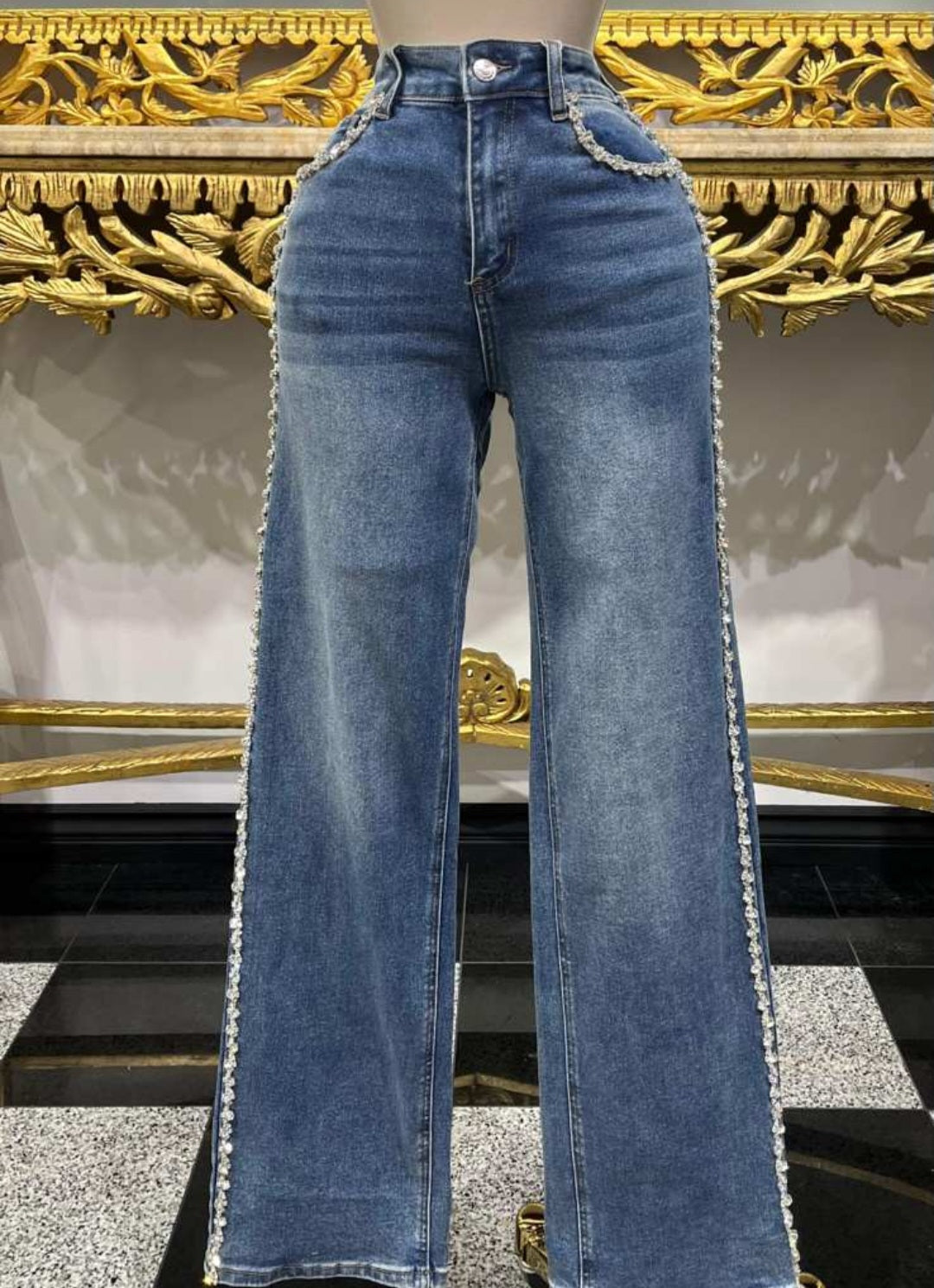 Kenya Rhinestone Denim Jeans #B