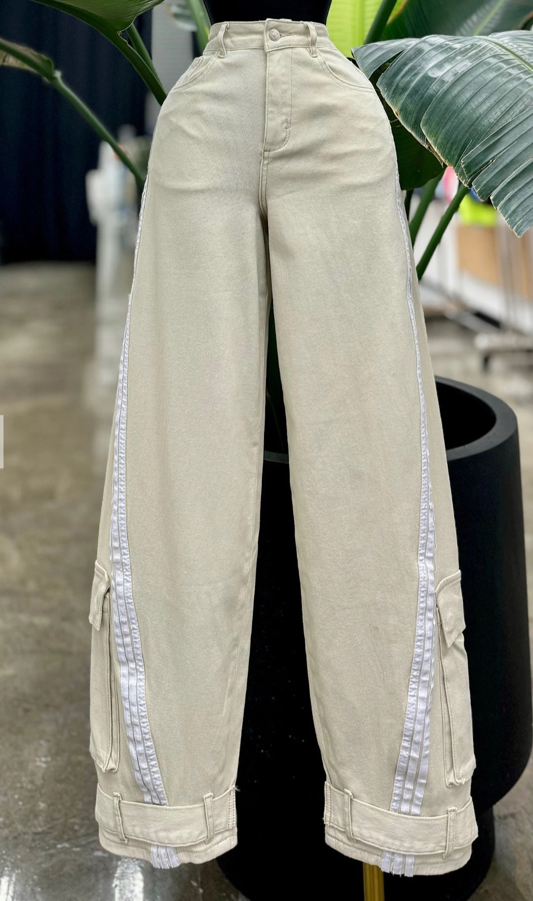 Danna Denim Cargo jeans Beige Stretching #20
