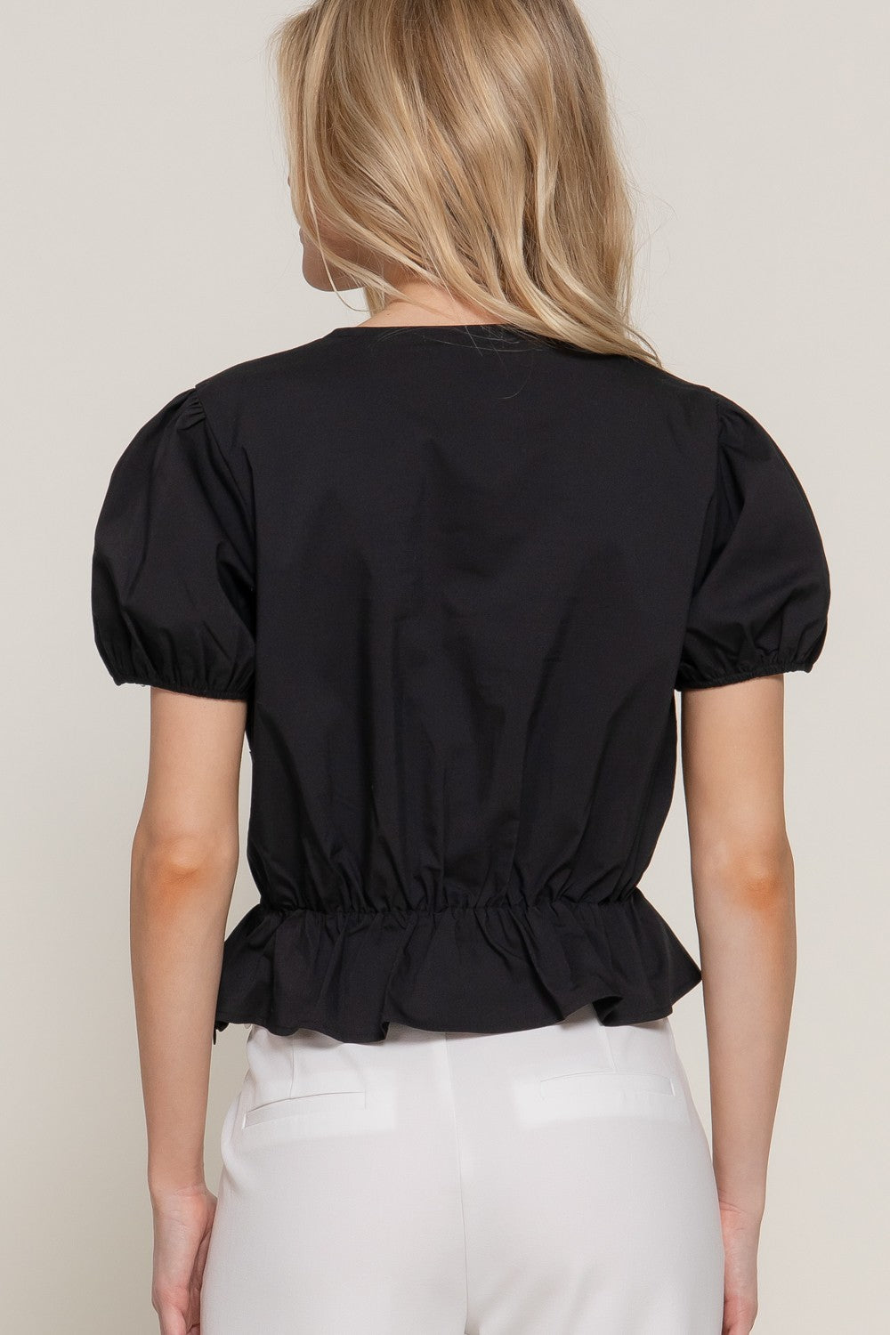 Short Puff Slv Poplin Shirt