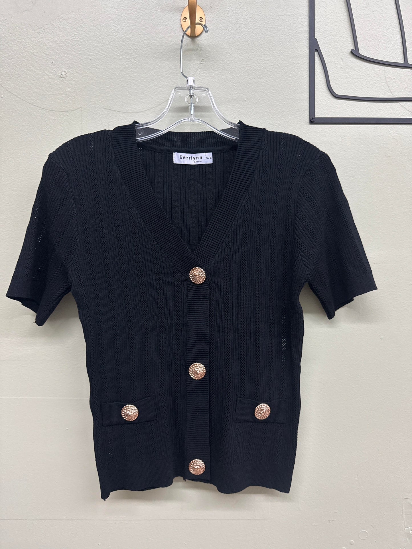 Knit Black top with Gold